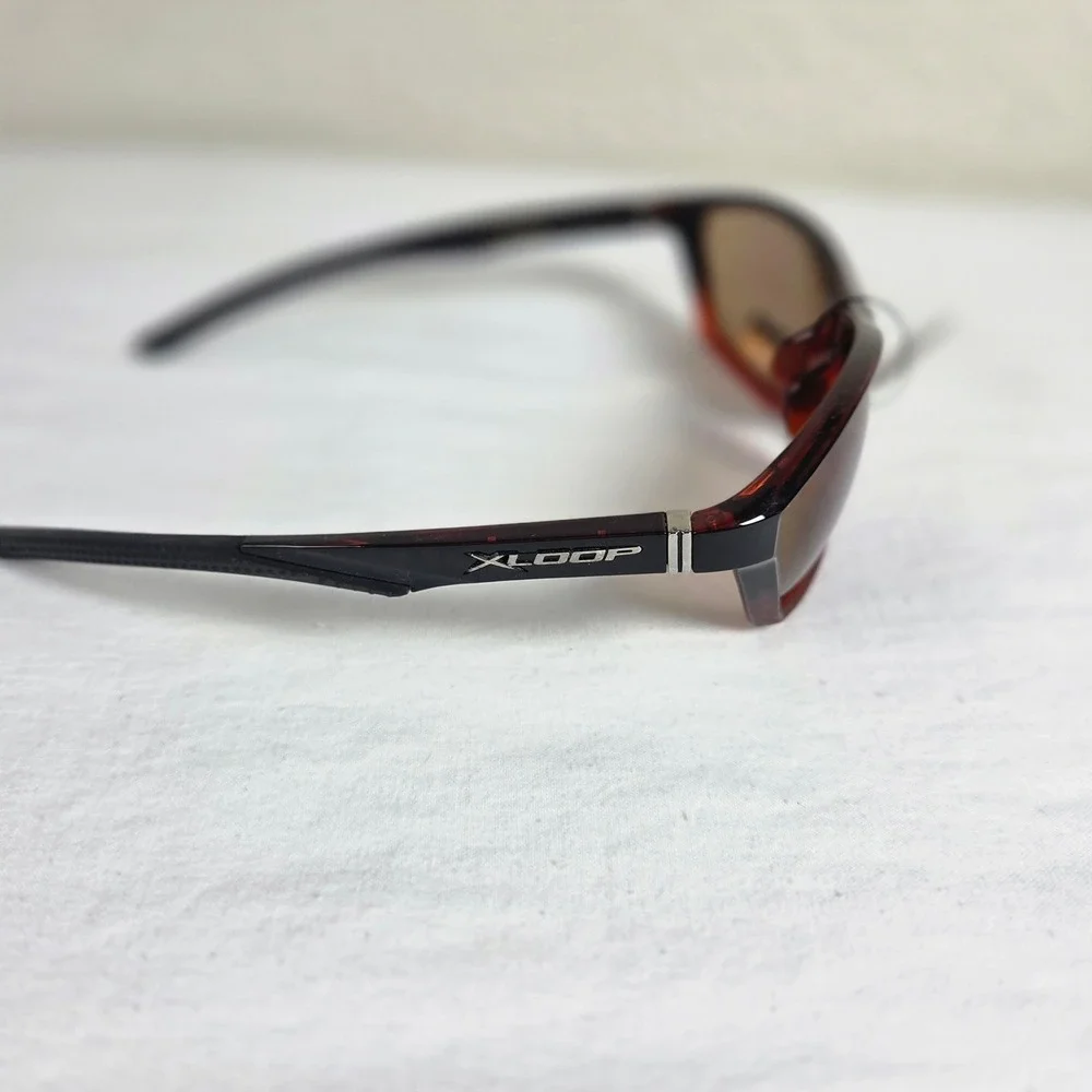 X-Loop Sport Sunglasses Mens Red Black Wrap Frame UV400 Polycarbonate Lens NEW